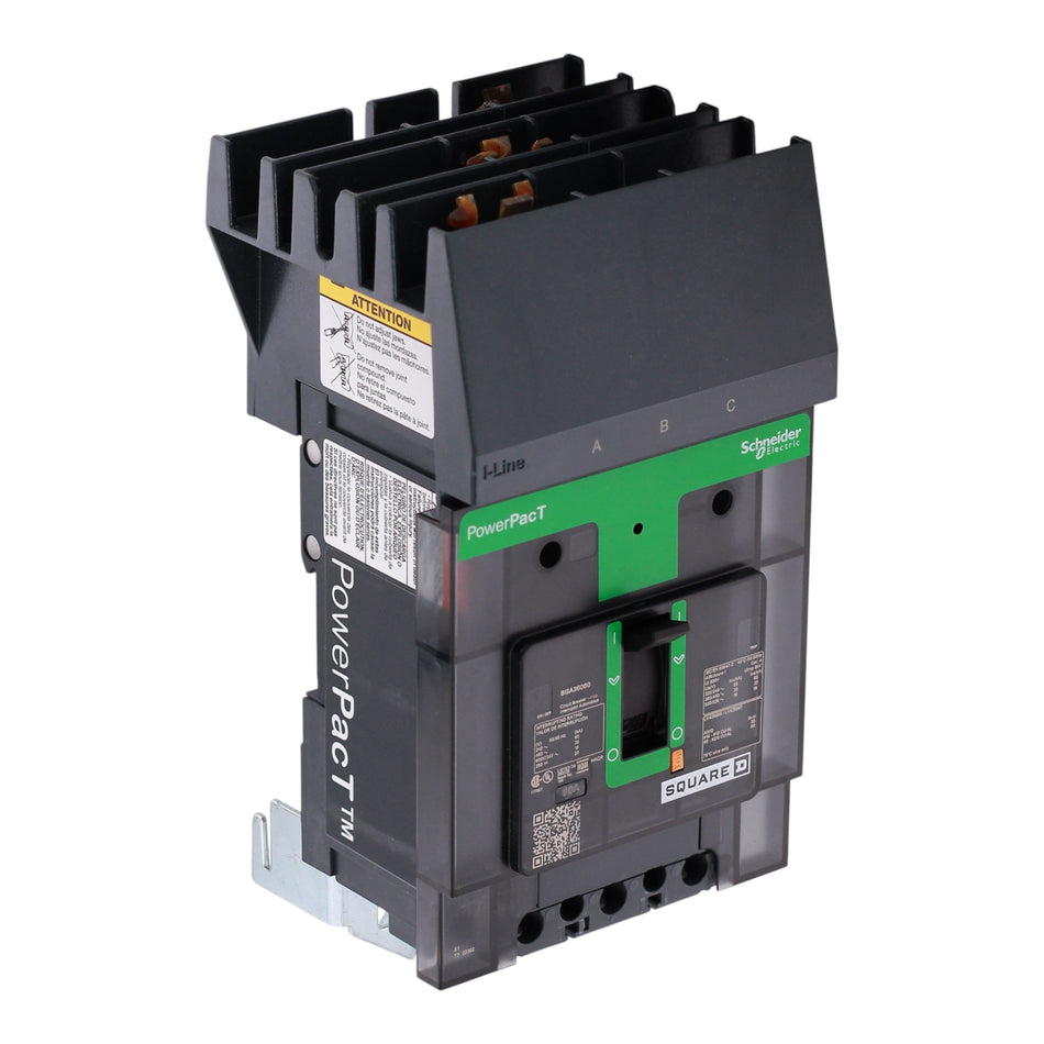 Square D PowerPacT B, BGA36060, 60A, 3P, 600Y/347VAC, 18kA, I-Line, Thermal Magnetic, Circuit Breaker