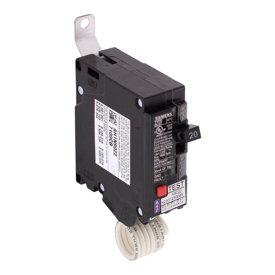 Siemens BLE2, BE120, 20A, 1P, 120V, GFCI, Bolt-On, Circuit Breaker