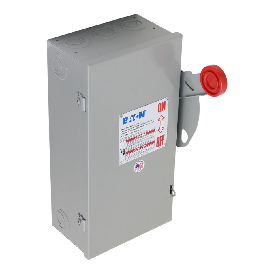 Eaton DH, DH222NGK, 60A, 2-Pole, 240VAC/250VDC, NEMA 1, Heavy Duty Fusible Safety Switch, with Neutral