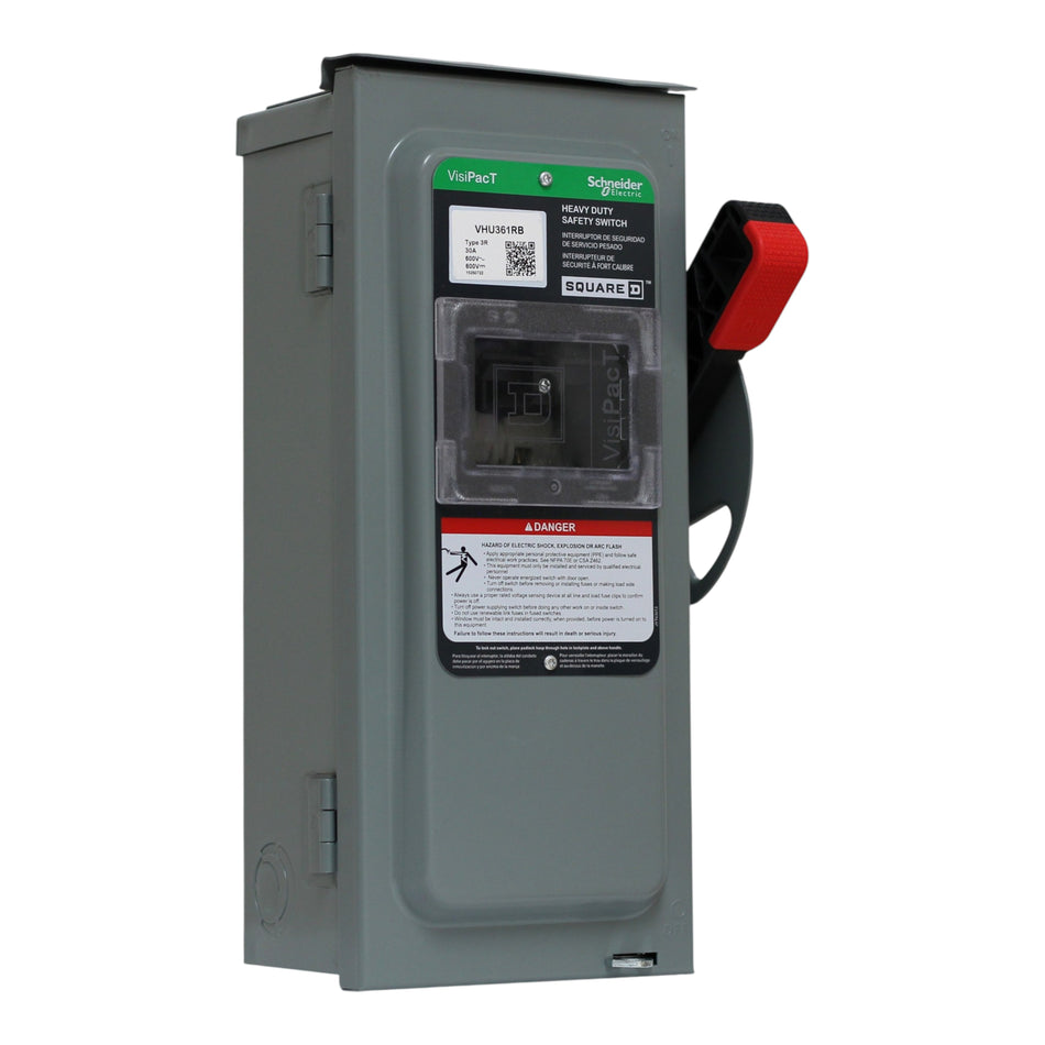 Square D VisiPacT, VHU361RB, 30A, 3P, 600V, Non-Fused Safety Switch, NEMA 3R