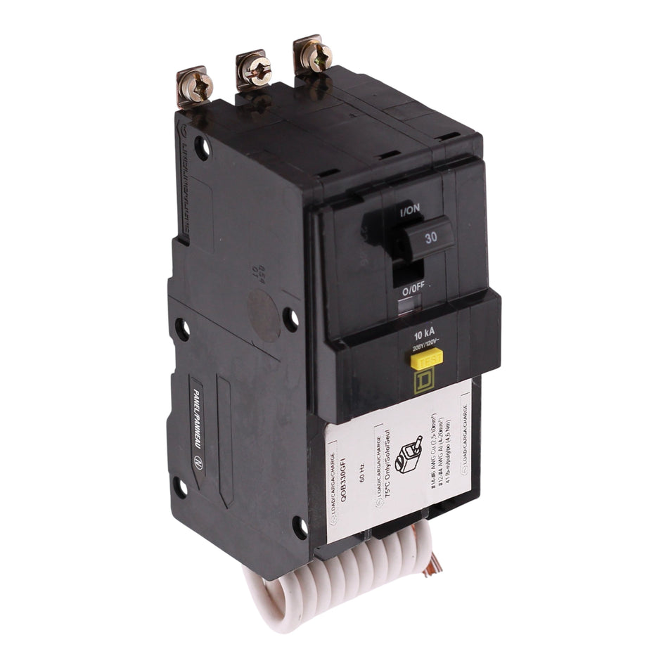 Square D QOB330GFI 30 Amp 3 Pole Circuit Breaker, GFCI Protection, 208Y/120V, Bolt-On, UL Listed