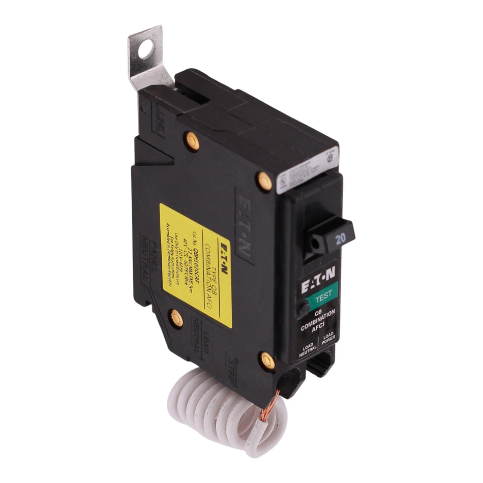 Eaton QBHCAF, QBH1020CAF, 20A, 1P, 120/240V, CAFCI, Pigtail Neutral, Bolt-On, Circuit Breaker