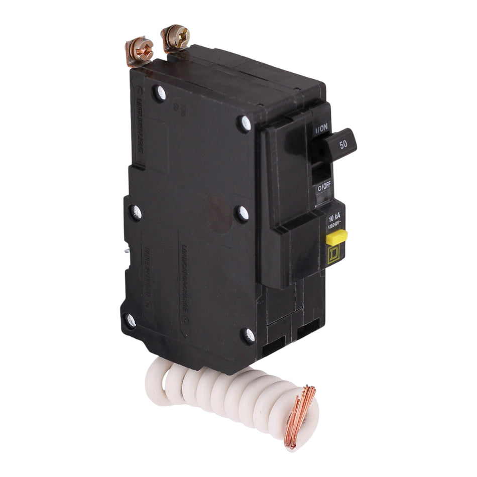 Square D QO, QOB250GFI, 50A, 2P, 120/240V, GFCI, Pigtail Neutral, Circuit Breaker