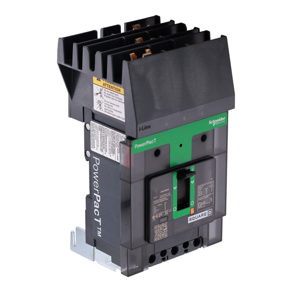 Square D PowerPacT B, BGA36020, 20A, 3P, 600Y/347VAC, 18kA, I-Line, Thermal Magnetic, Circuit Breaker