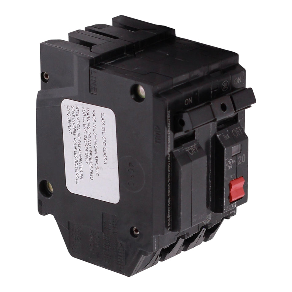 ABB Q-Line, THQL2120PGFT, 20A, 2P, 120/240V, GFCI, Plug-On Neutral, Circuit Breaker