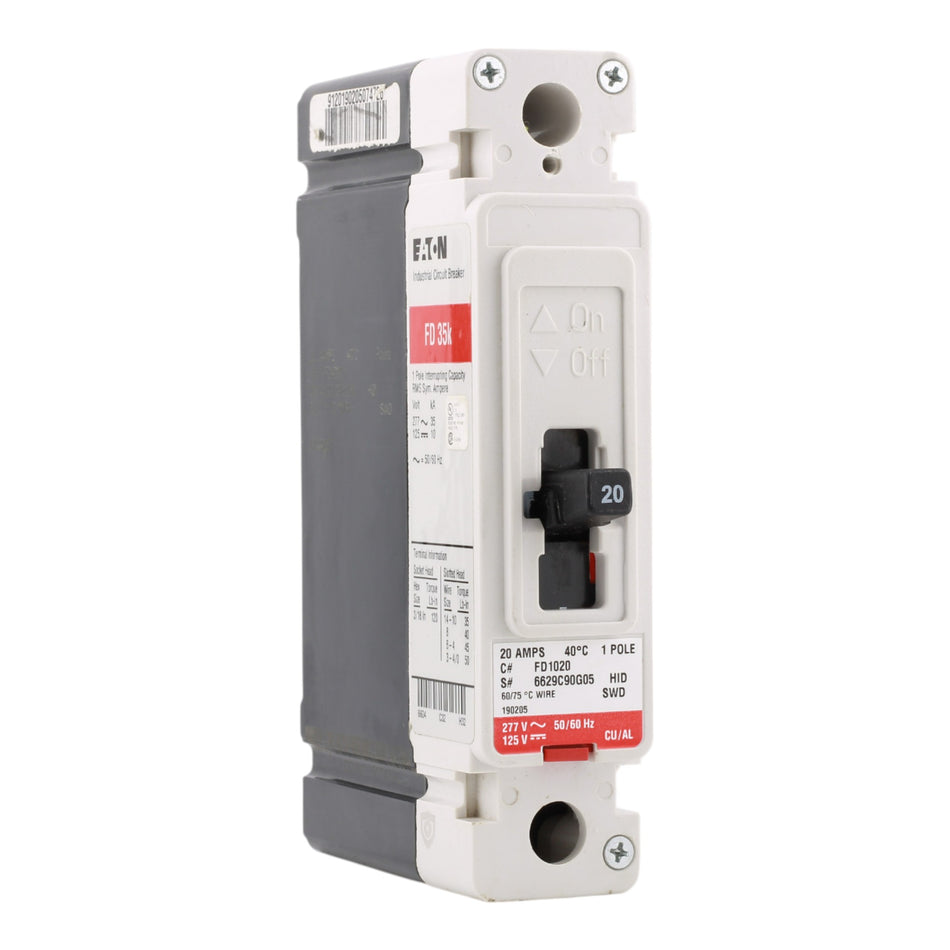 Eaton FD1020 20A 1P 347VAC/125VDC F-Frame Circuit Breaker