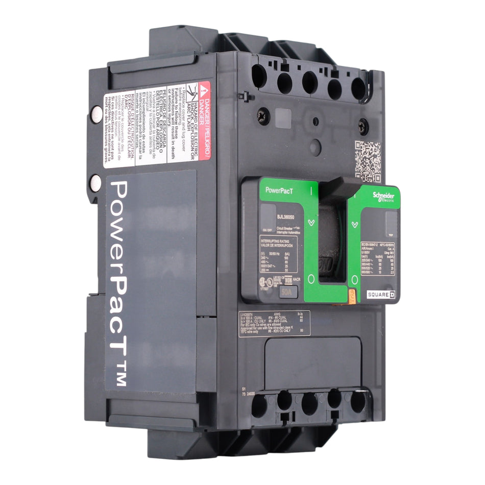 Square D PowerPacT B, BJL36050, 50A, 3P, 600Y/347V, Lugs, Circuit Breaker