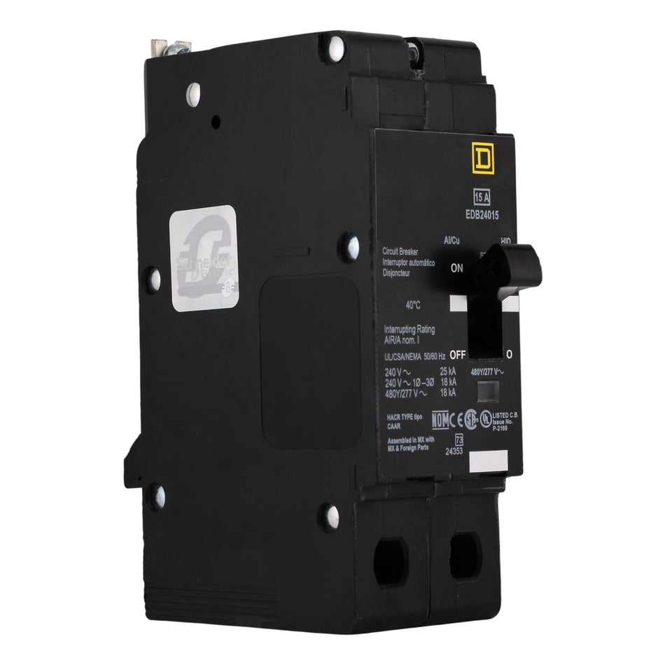 Square D E-Frame EDB24015 15A 2P 480Y/277V 25kA Bolt-On Circuit Breaker