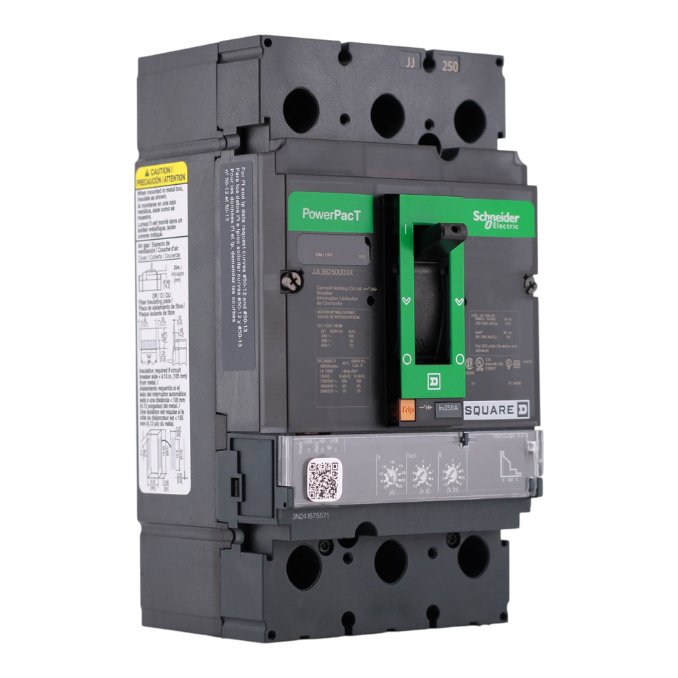Square D PowerPacT J, JJL36250U33X, 250A, 3P, 600V, MCCB