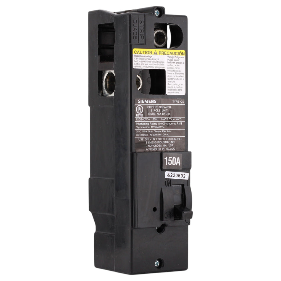 Siemens QS, QS2150, 150A, 2P, 120/240V, Thermal Magnetic, Main Breaker, Circuit Breaker