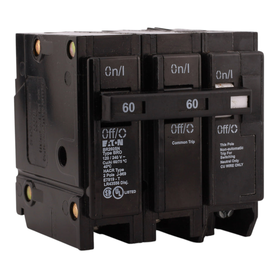 Eaton BR BR260SN 60A 2P 120/240V Circuit Breaker