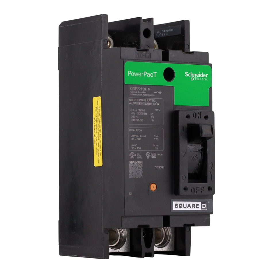 Square D PowerPacT Q, QDP22150TM, 150A, 2P, 240V, Thermal Magnetic, Circuit Breaker