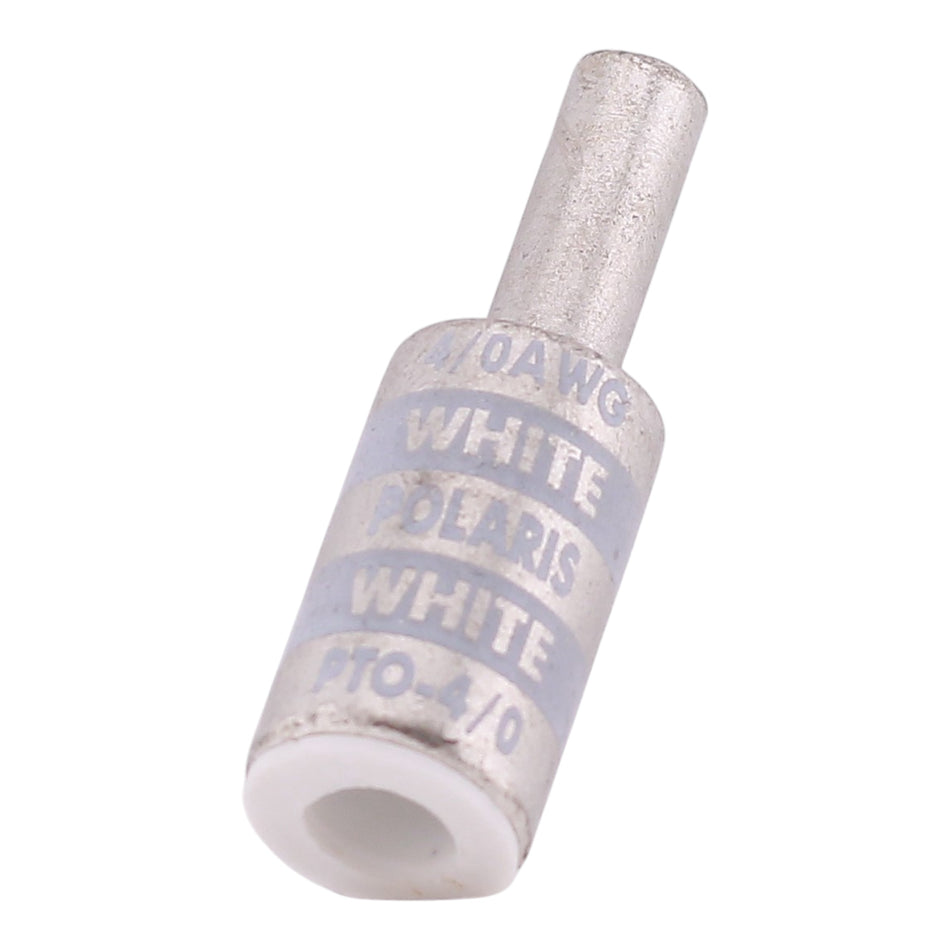 NSI Polaris, PTO-4/0, 4/0 AWG, 2/0 AWG Aluminum Pin, Offset Compression Pin Terminal, White