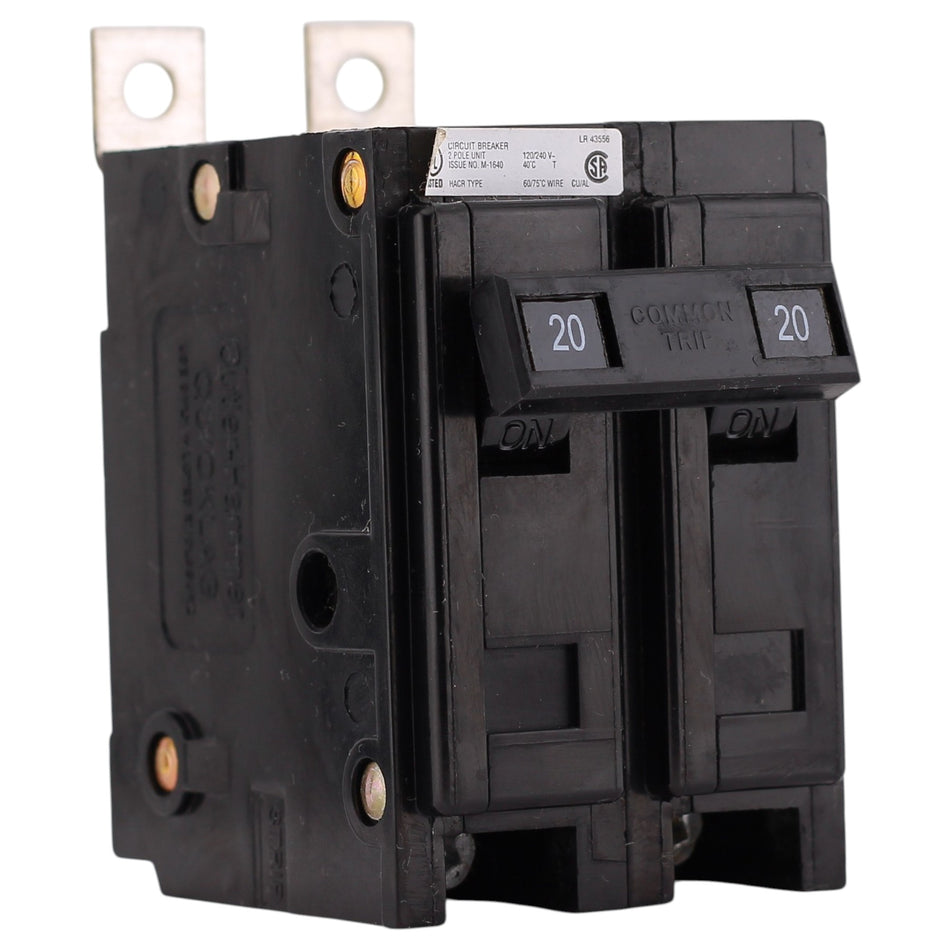 Eaton QuickLag, QBHW2020, 20A, 2P, 120/240V, Bolt-On Thermal Magnetic Circuit Breaker