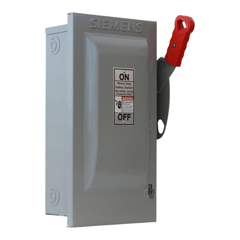 Siemens HF, HF221N, 30A, 2-Pole, 240VAC/250VDC, NEMA 1, Fusible Heavy Duty Safety Switch