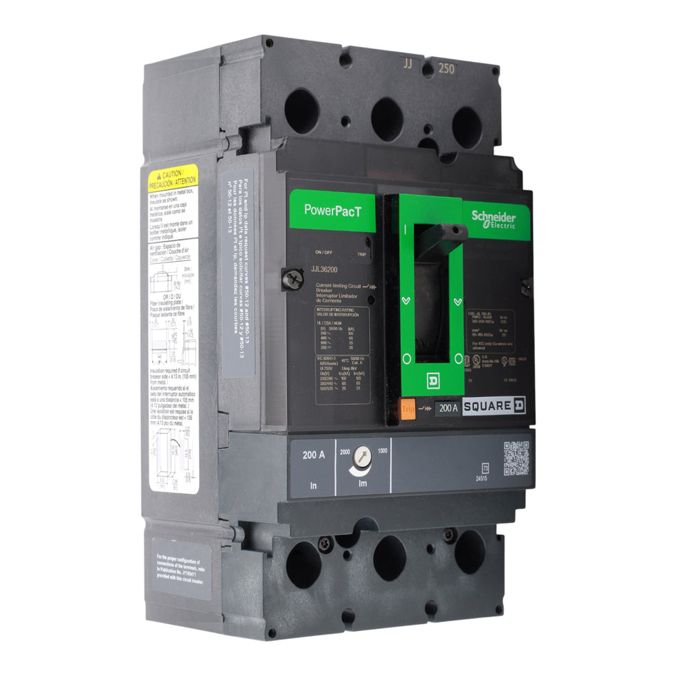 Square D PowerPacT JJL36200 200A 3P 600V Thermal-Magnetic Circuit Breaker