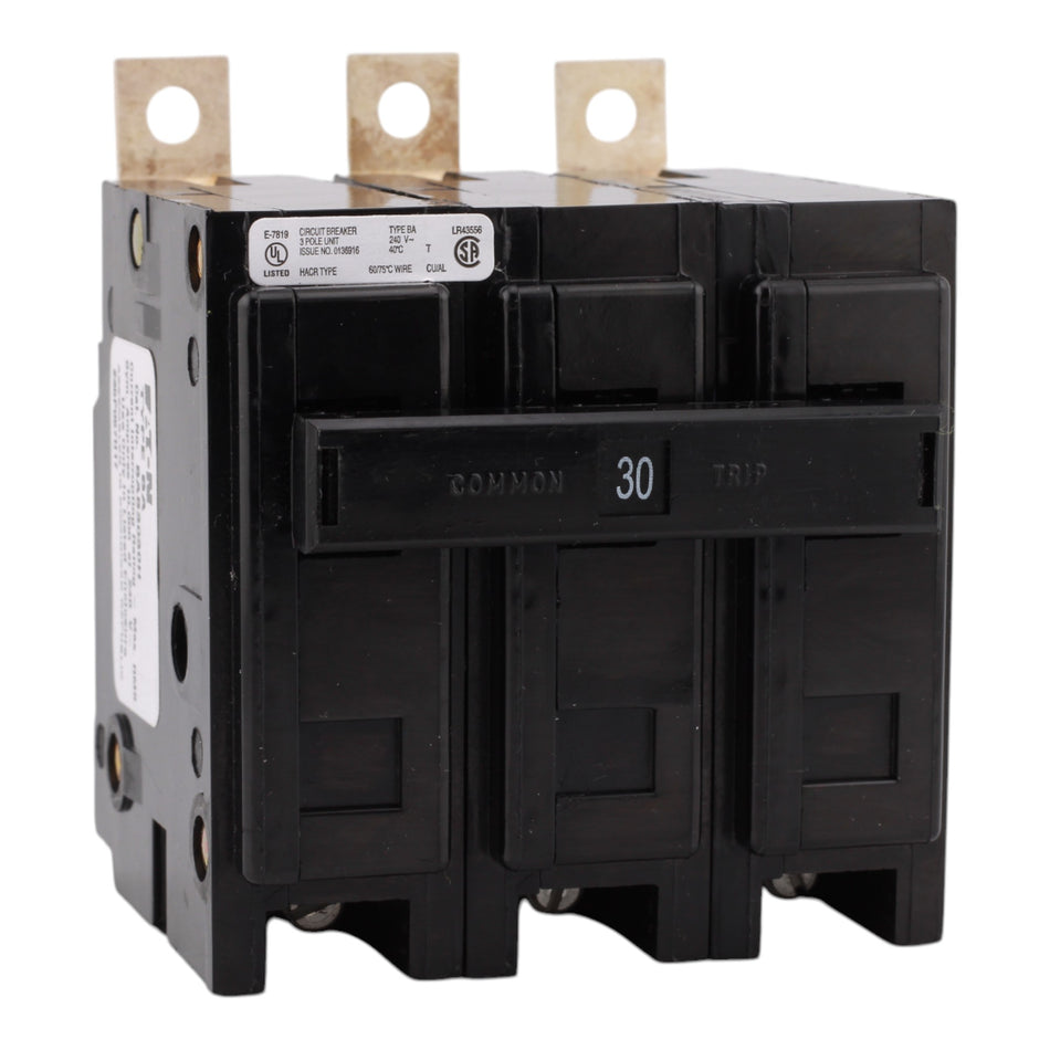 Eaton BAB3030H, 30A, 240V, 3-Pole, 10kAIC, Quicklag Industrial Thermal-Magnetic Circuit Breaker, Bolt-On