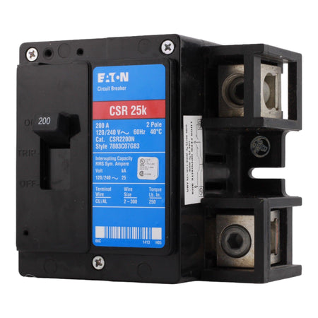 Eaton CSR2200N 200 Amp Main Circuit Breaker, Type CSR, 120/240V, Bolt-On, 25 kAIC, UL Listed
