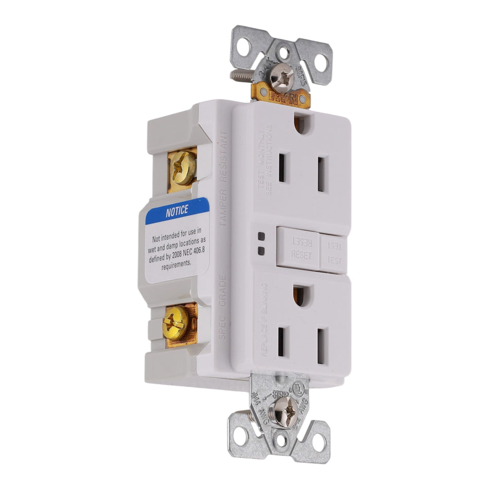 Eaton TR GFCI TRSGF15W-M 15A 125V Tamper Resistant Self-Test GFCI Receptacle