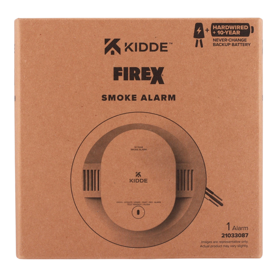 Kidde Firex, SMAC10YFEX, 120V AC, Hardwired, Photoelectric, 10-Year Ba ...