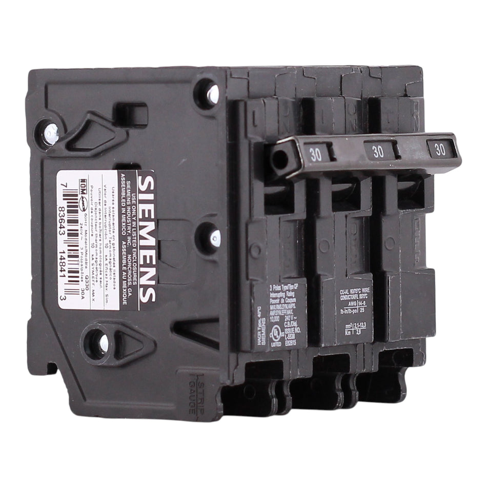 Siemens QP, Q330, 30A, 3P, 240V, Thermal Magnetic, Plug-In, Circuit Breaker