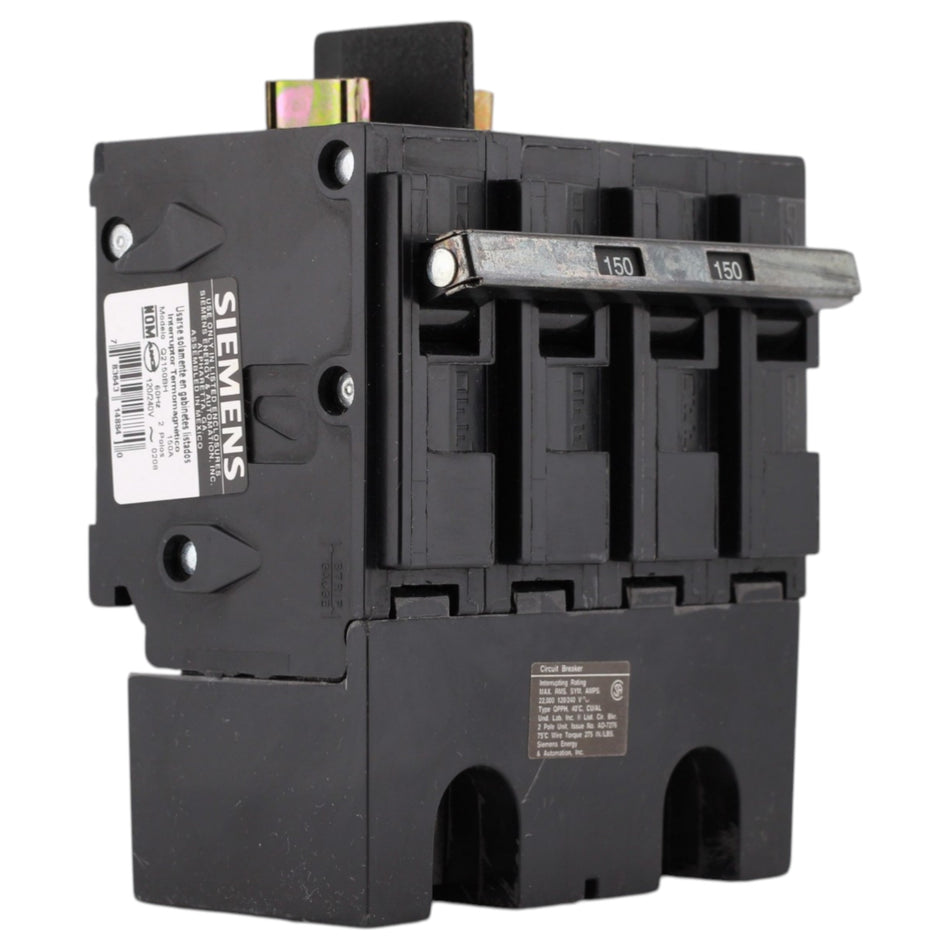 Siemens QP, Q2150BH, 150A, 2P, 120/240V, Thermal Magnetic, Circuit Breaker