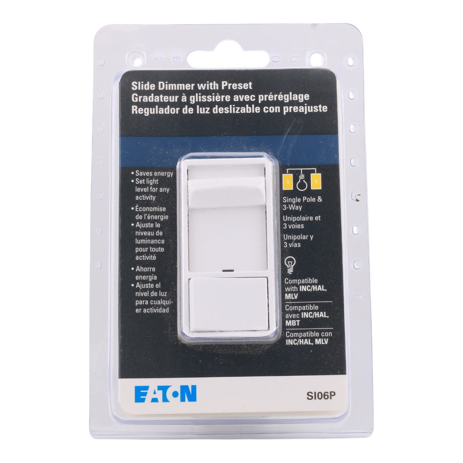Eaton SI06P-W-K 600W 1P/3W 120V Slide Dimmer