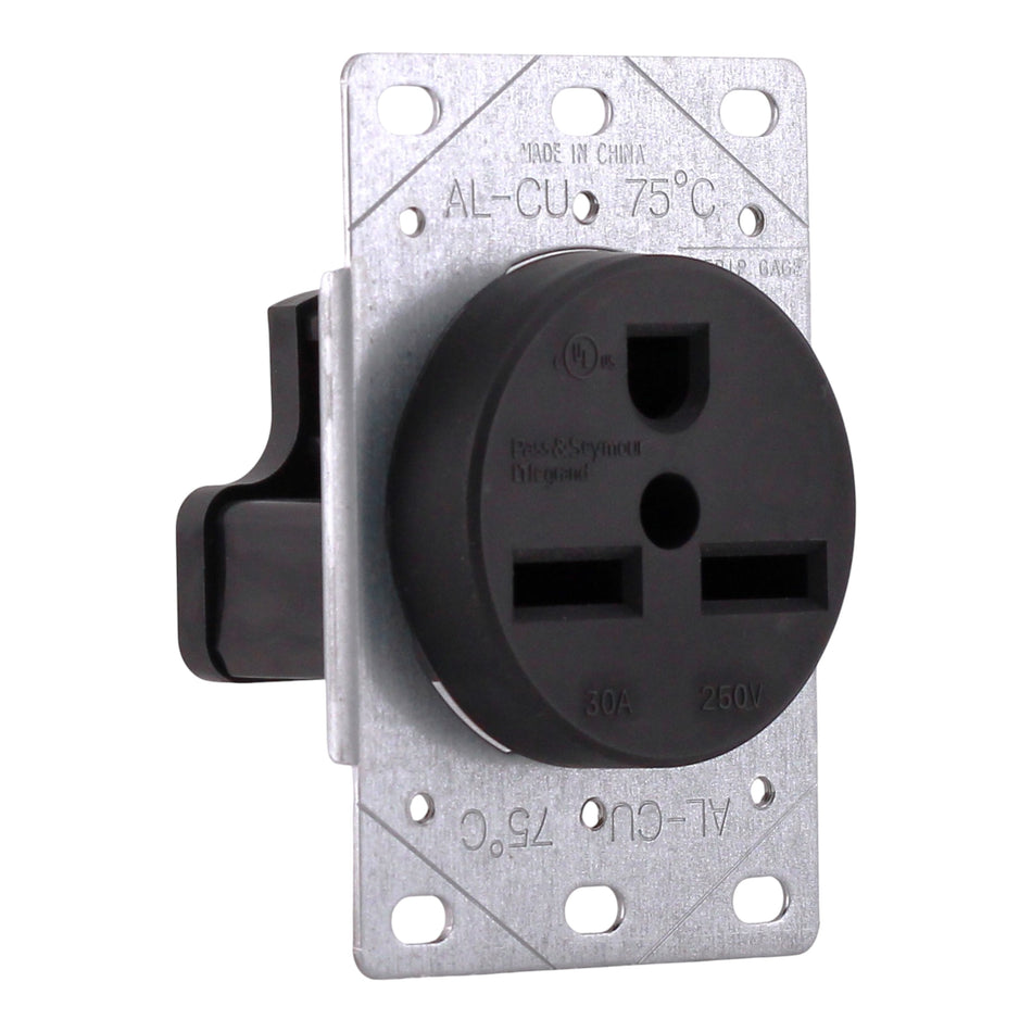 Pass & Seymour, 3801, 30A, 250V, NEMA 6-30R, 2-Pole, 3-Wire, Straight Blade Receptacle