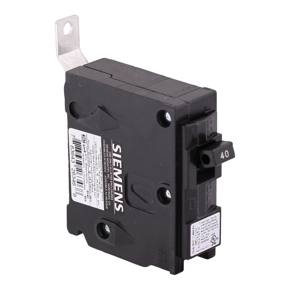 Siemens BL, B140, 40A, 1P, 120/240V, 10kA, Bolt-On, Thermal-Magnetic, Circuit Breaker