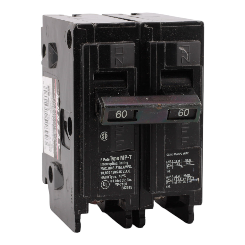 Murray MP260 60A 120/240V 2-Pole Miniature Thermal Magnetic Circuit Breaker, Compatible with Murray and Siemens Load Centers