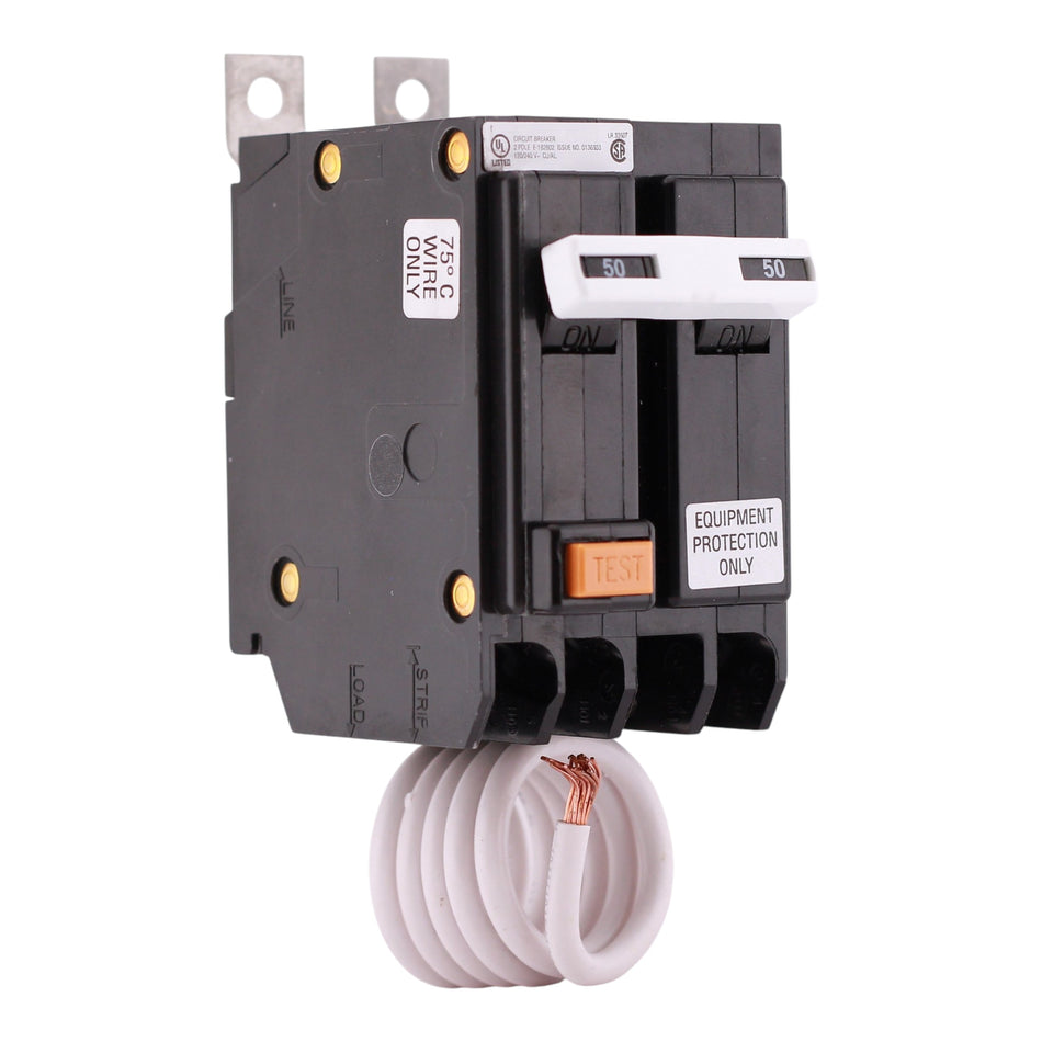 Eaton QBGFEP, QBGFEP2050, 50A, 2P, 120/240V, GFCI, Pigtail Neutral, Circuit Breaker