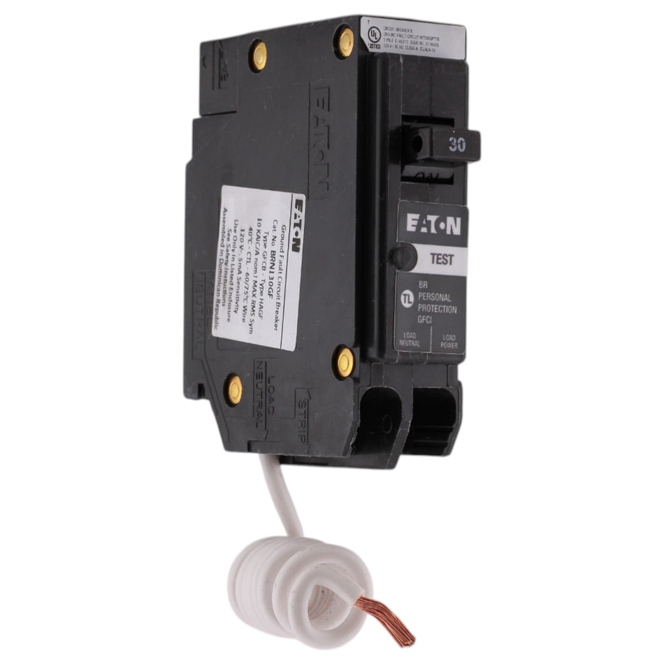 Eaton BR, BRN130GF, 30A, 1P, 120/240V, GFCI, Pigtail Neutral, Circuit Breaker