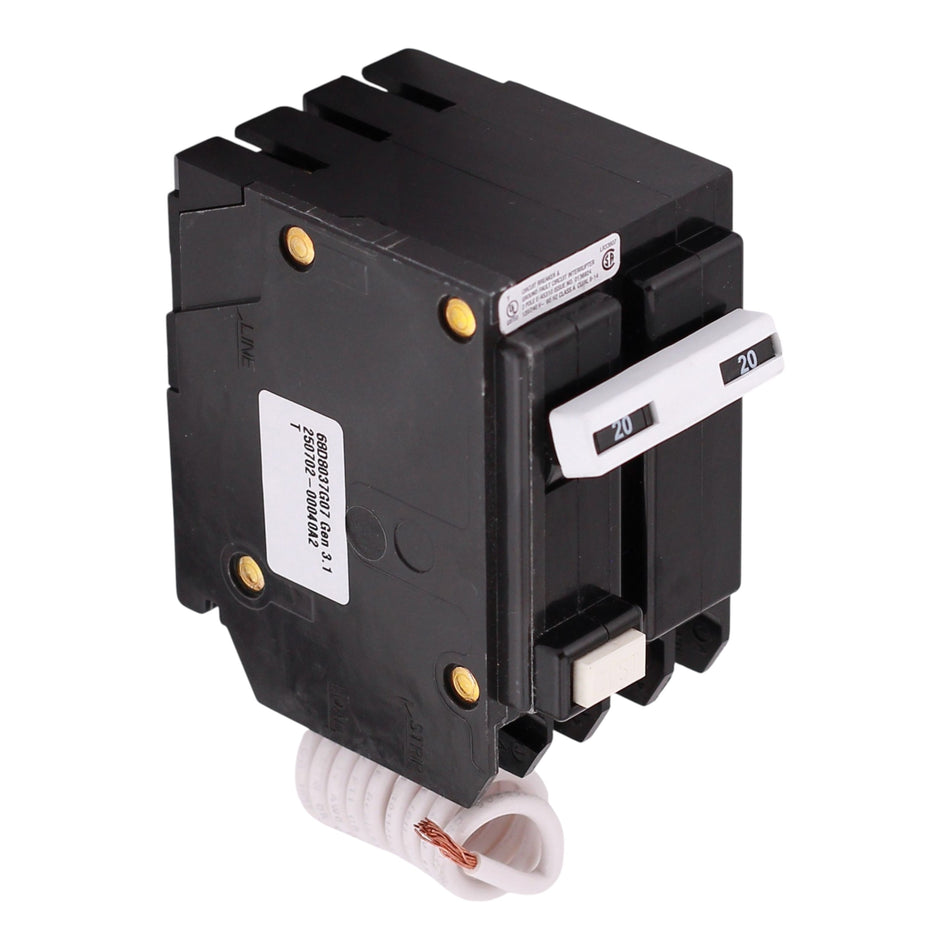 Eaton BR, GFTCBH220, 20A, 2P, 120/240V, GFCI, Pigtail Neutral, Circuit Breaker