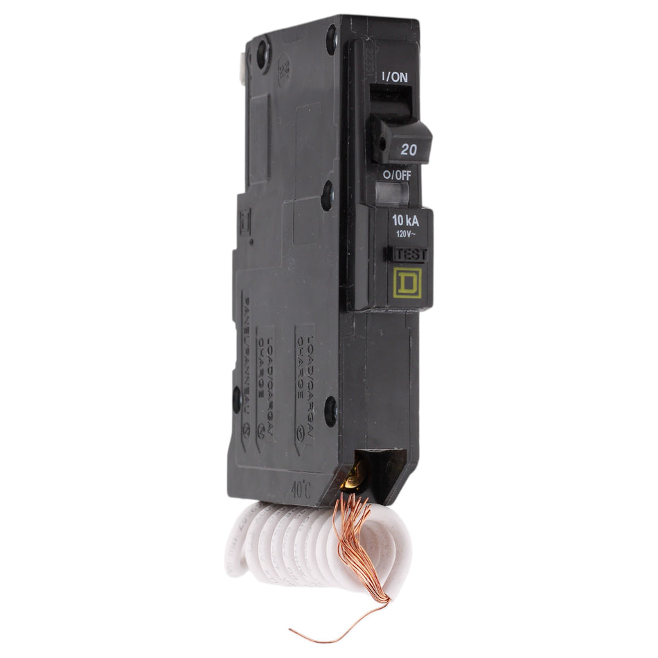 Square D QO, QO120EPD, 20A, 1P, 120V, GFEP, Pigtail Neutral, Circuit Breaker