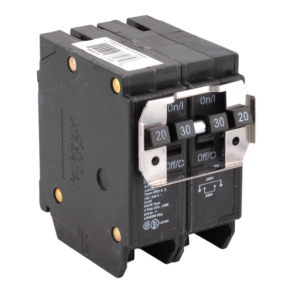 Eaton BR BQC220230 20/30A 4P 120/240V Quadplex CTL Plug-On Circuit Breaker