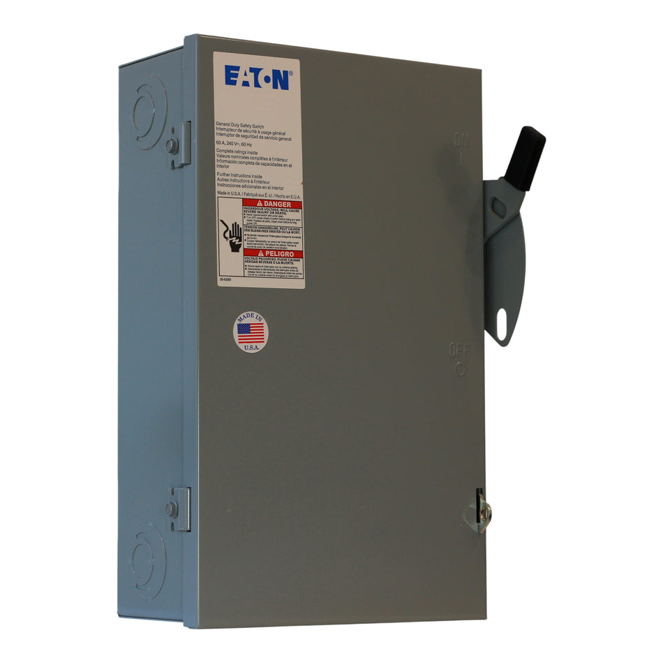 Eaton General Duty DG222UGB 60A 2P 240V Non-Fusible NEMA 1 Safety Switch