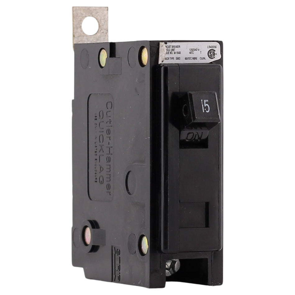 Eaton QBHW, QBHW1015, 15A, 1P, 120/240V, Quicklag, Thermal Magnetic, Bolt-On, Circuit Breaker