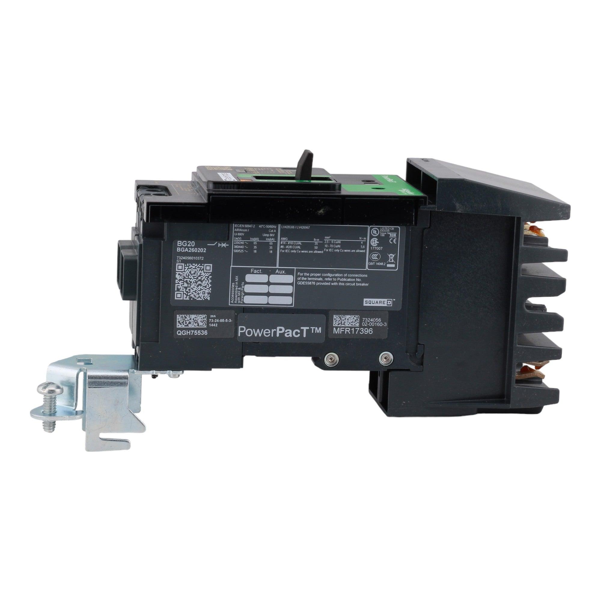 Square D BGA260202 20 Amp Double Pole Circuit Breaker - 600Y/347VAC, I-Line, UL Listed