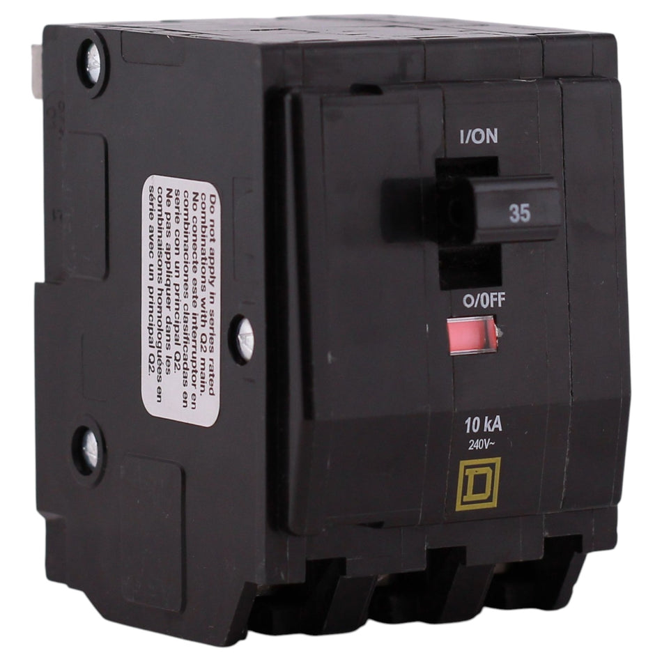 Square D QO, QO335, 35A, 3P, 120/240V, Thermal Magnetic, Plug-In, Circuit Breaker