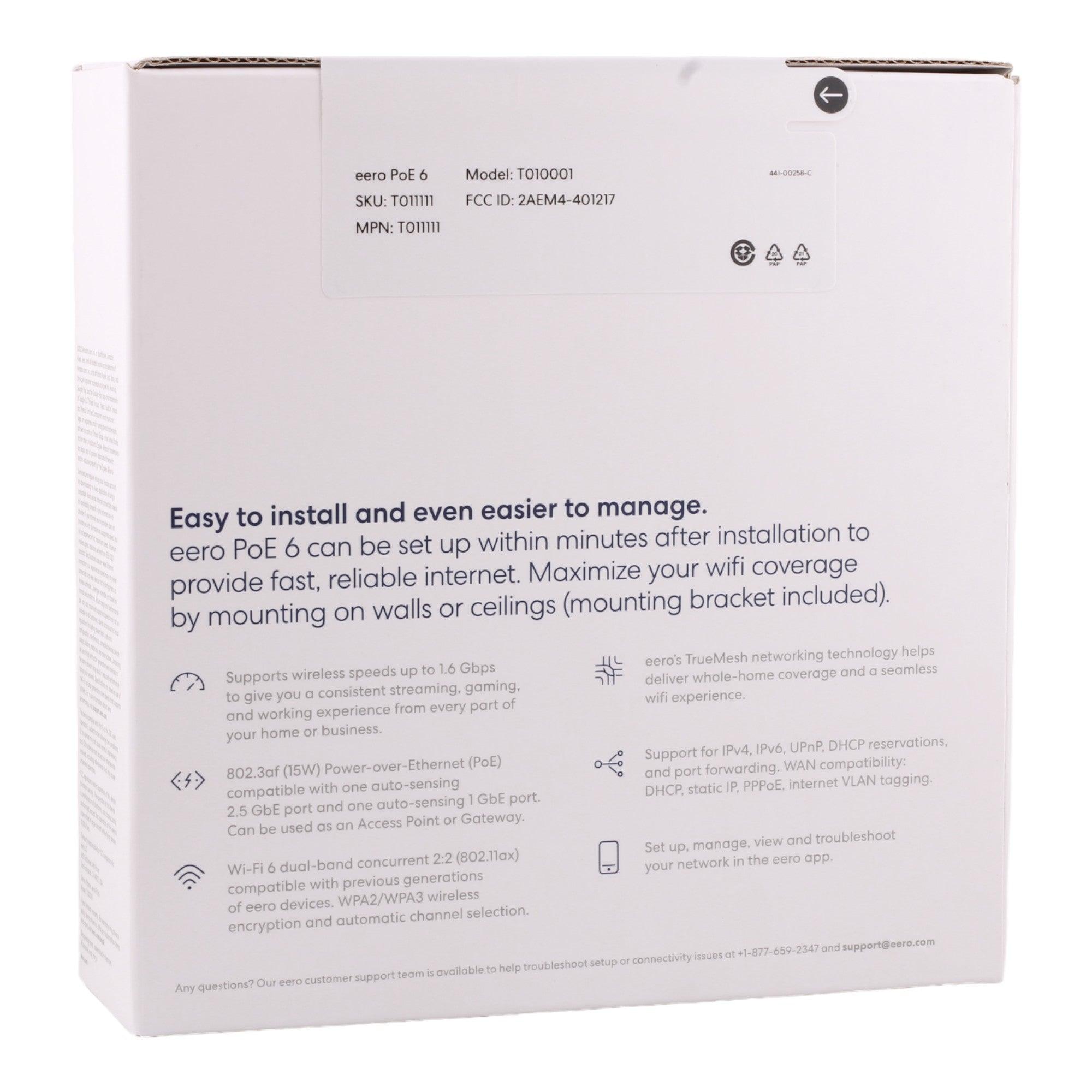 Amazon eero PoE 6 Ceiling/Wall-Mount Wi-Fi 6 Access Point Dual-Band