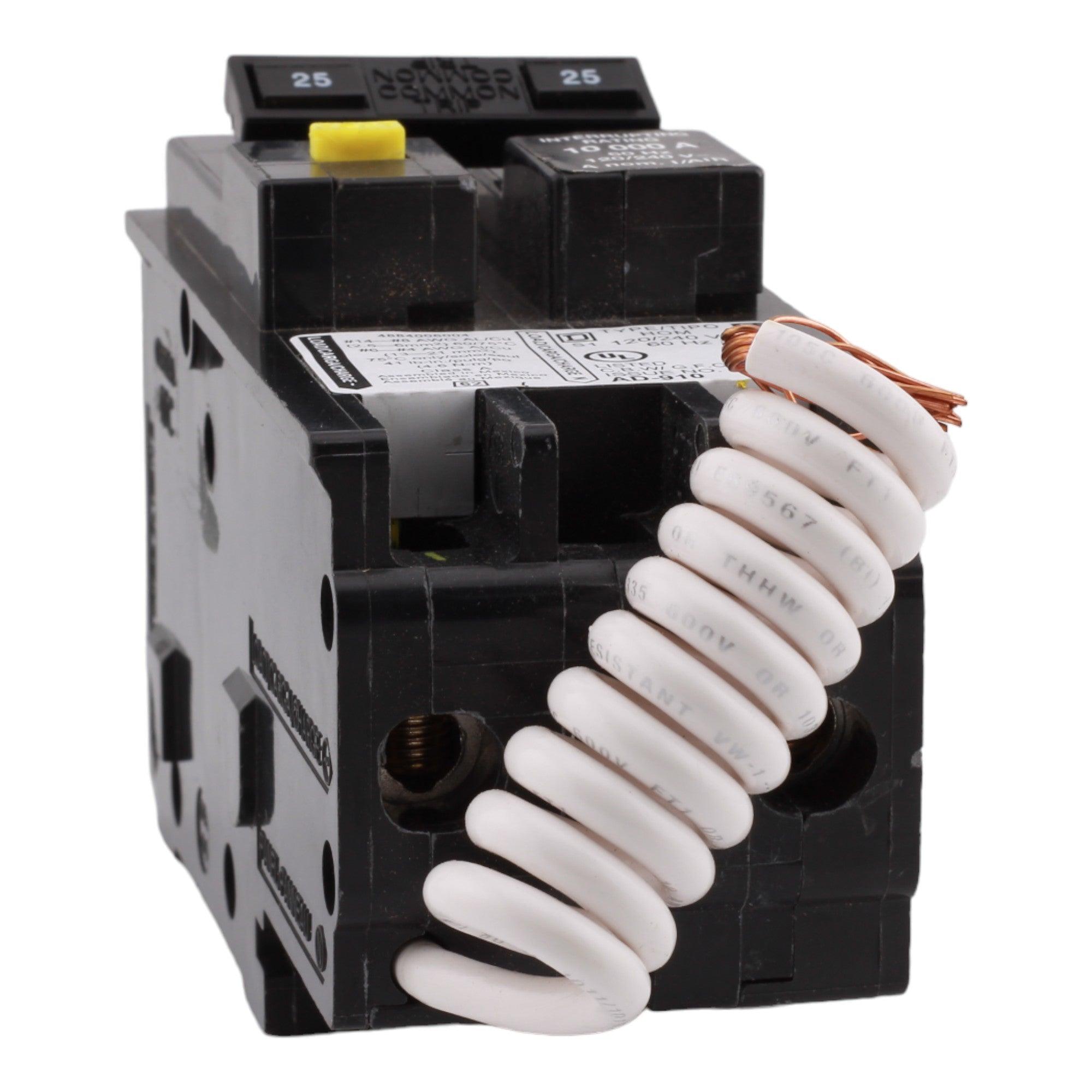 Square D HOM225GFI 25 Amp Double Pole 240V Pigtail-Neutral GFCI Ground Fault Circuit Breaker UL