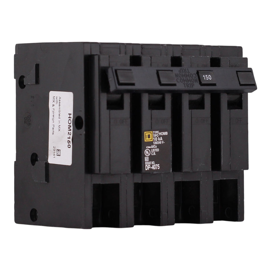 Square D Homeline, HOM2150, 150A, 4P, 120/240V, Standard, Plug-In, Circuit Breaker