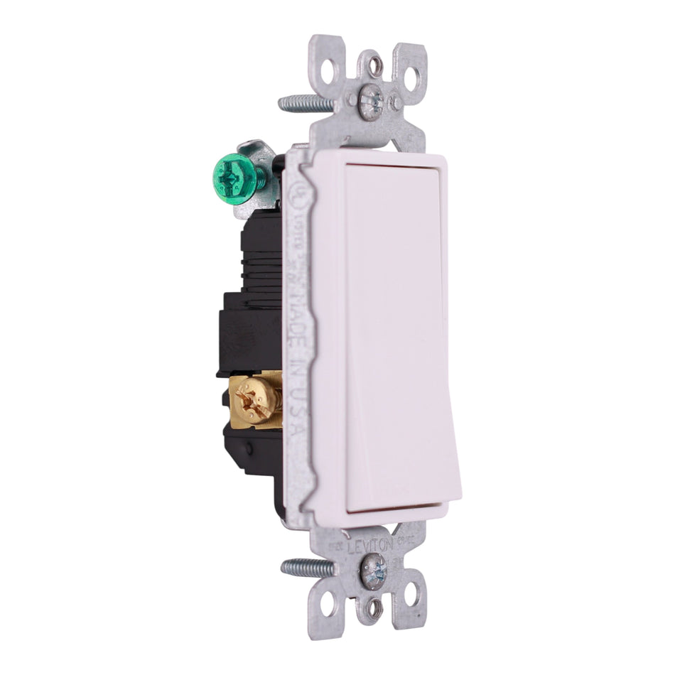 NEW - 10-PACK Leviton Decora, 5603-2W, 15A, 120/277V, 3-Way, AC Quiet Rocker Switch, Grounding, White