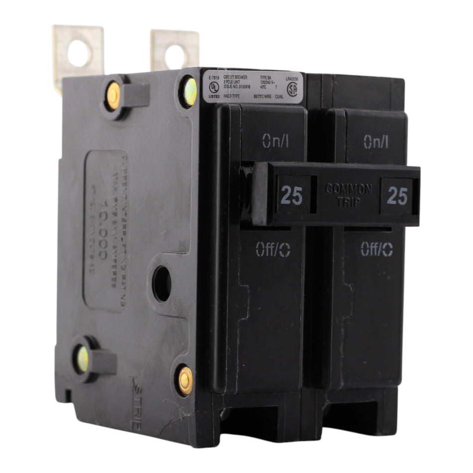Eaton BAB, BAB2025, 25A, 2P, 120/240V, Bolt-On, Circuit Breaker