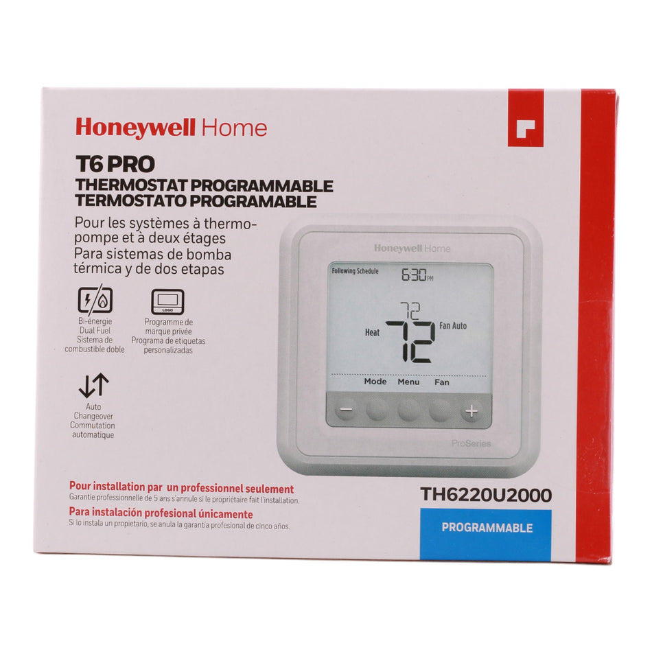 Honeywell TH6220U2000 Termostato Programmabile Honeywell T6 Pro TH6220U2000 - Per Sistemi 2 Stadi Riscaldamento/1 Stadio Raffreddamento (2H/1C) Controllo Temperatura Smart Honeywell Honeywell TH6220U2000 Termostato Programmabile Honeywell T6 Pro TH6220U2000 - Per Sistemi 2 Stadi Riscaldamento/1 Stadio Raffreddamento (2H/1C) Controllo Temperatura Smart Honeywell