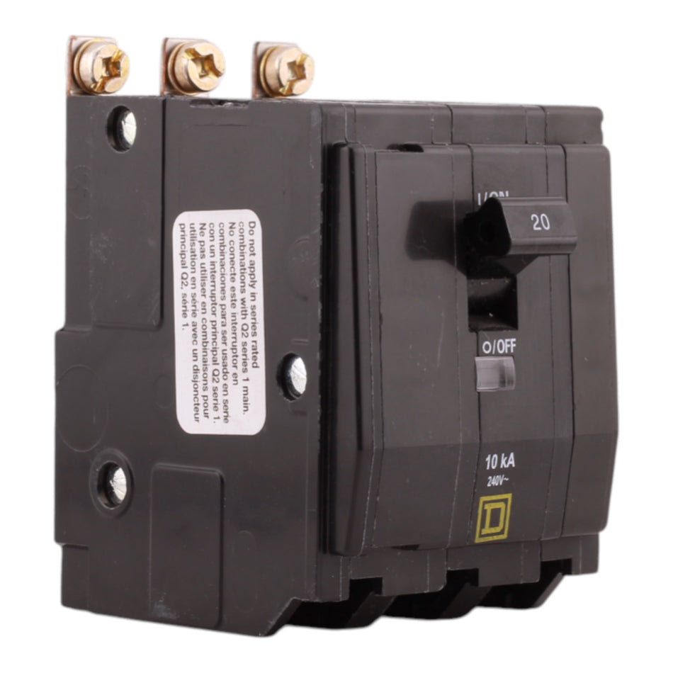 Square D QO QOB320 20A 3P 120/240V Standard Bolt-On Circuit Breaker