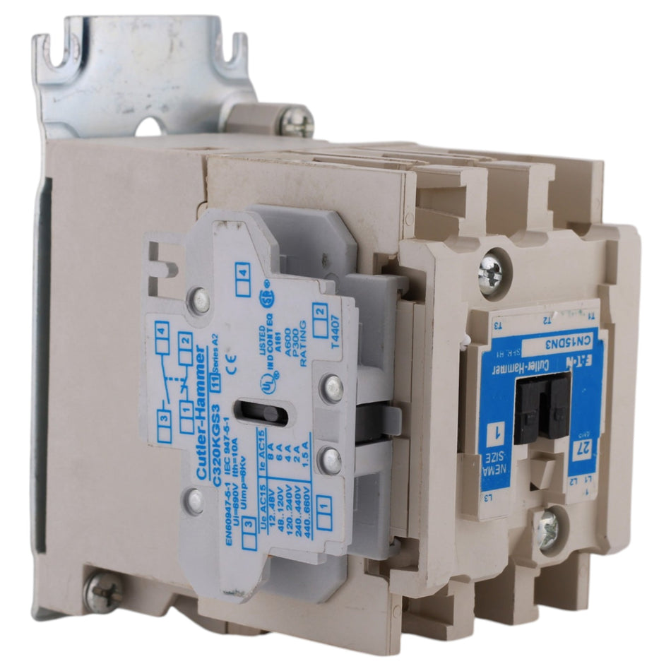Eaton Cutler-Hammer, CN15DN3DB, 27A, 3-Pole, 600V, NEMA Size 1, Non-Reversing, Motor Contactor