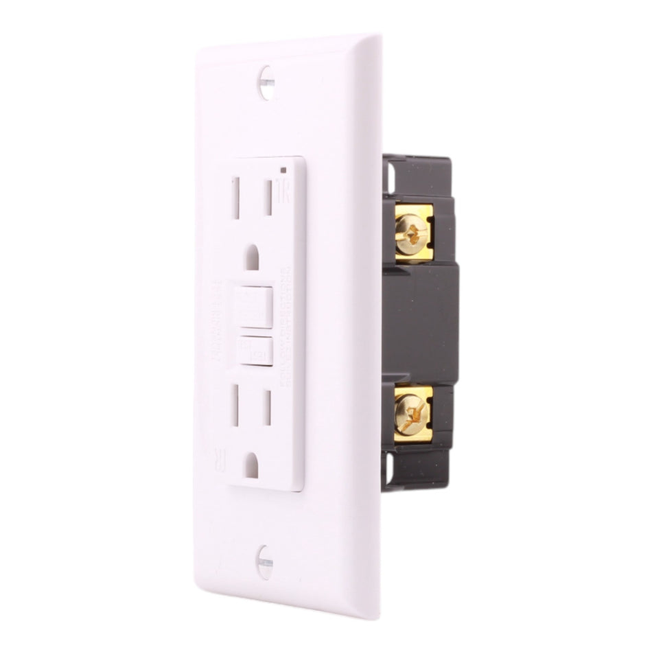 Aida 15A GFCI Receptacle w/ LED, Self-Test, TR, 120V, White