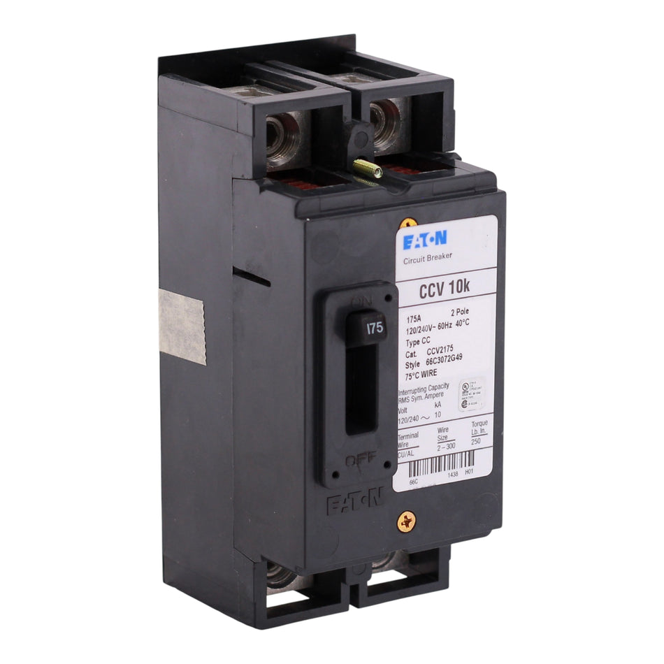 Eaton CCV, CCV2175, 175A, 2P, 120/240V, 10kA, Bolt-On, Tenant Main, Line/Load Lugs, Circuit Breaker