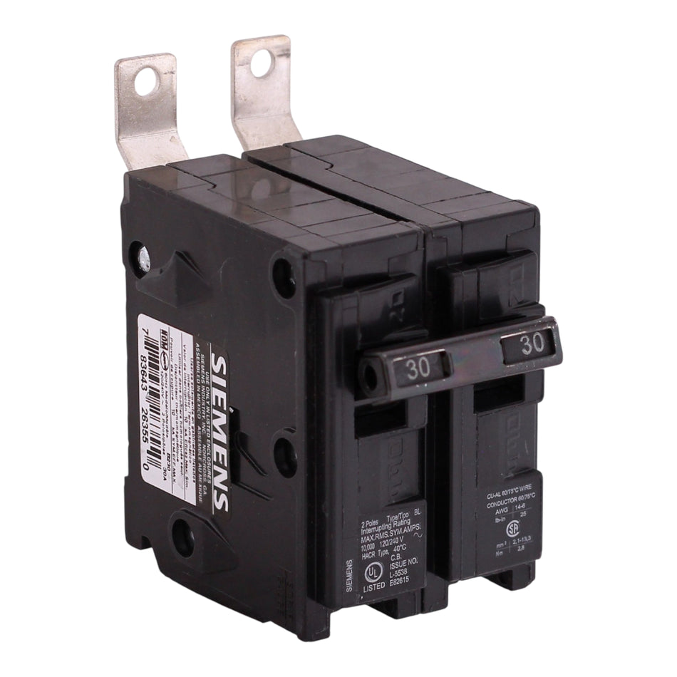 Siemens B230 30 Amps 120/240 Volts Two-Pole Bolt-On Circuit Breaker Type BL for Siemens Bolt-On Load Centers